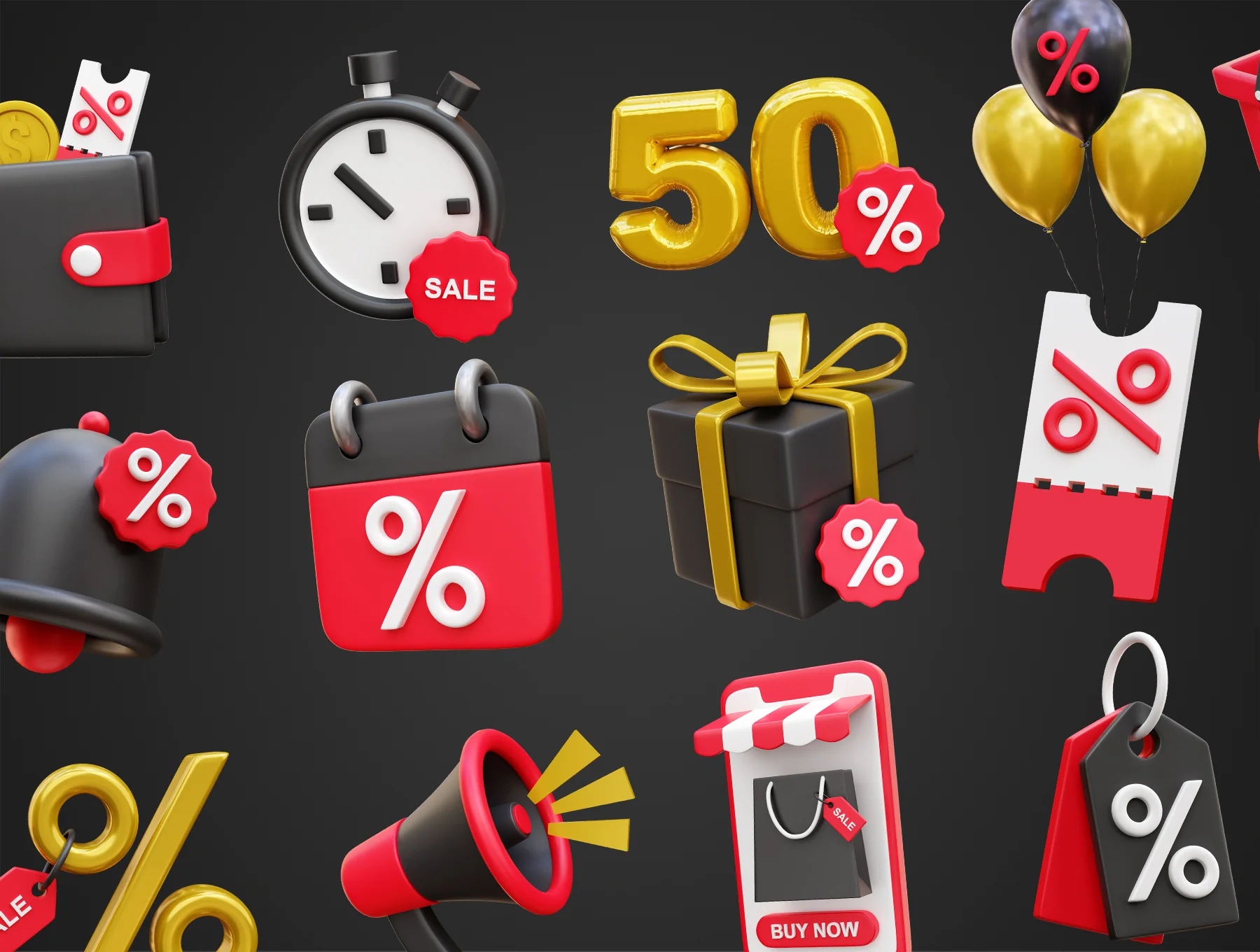 Black Friday 3D Icon Illustrations 5