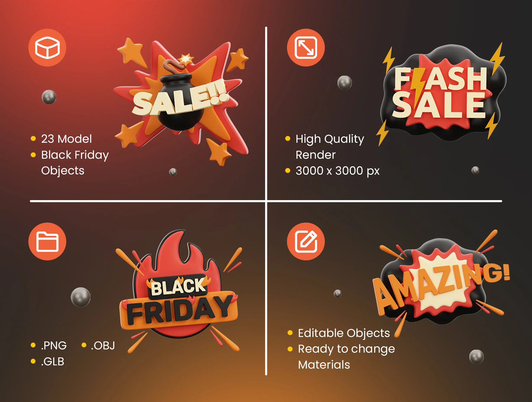 Black Friday 3D Icons 2