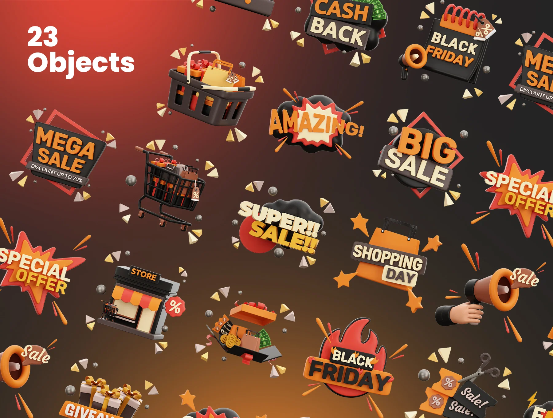 Black Friday 3D Icons 5