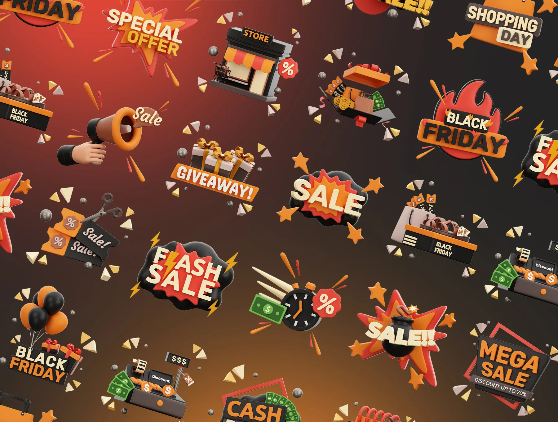 Black Friday 3D Icons 6