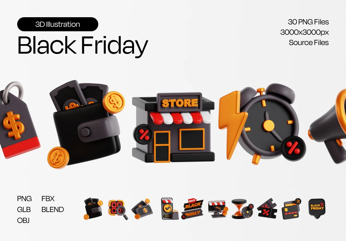 Black Friday 3D Illustration