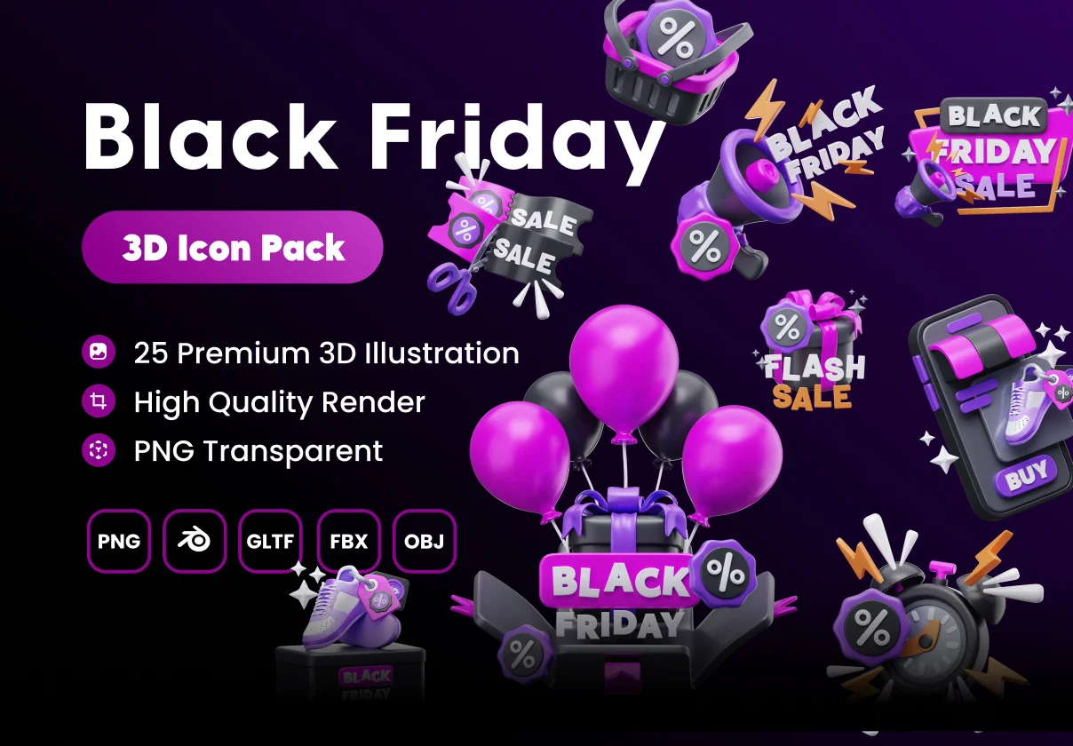 Black Friday 3D Illustrations Pack