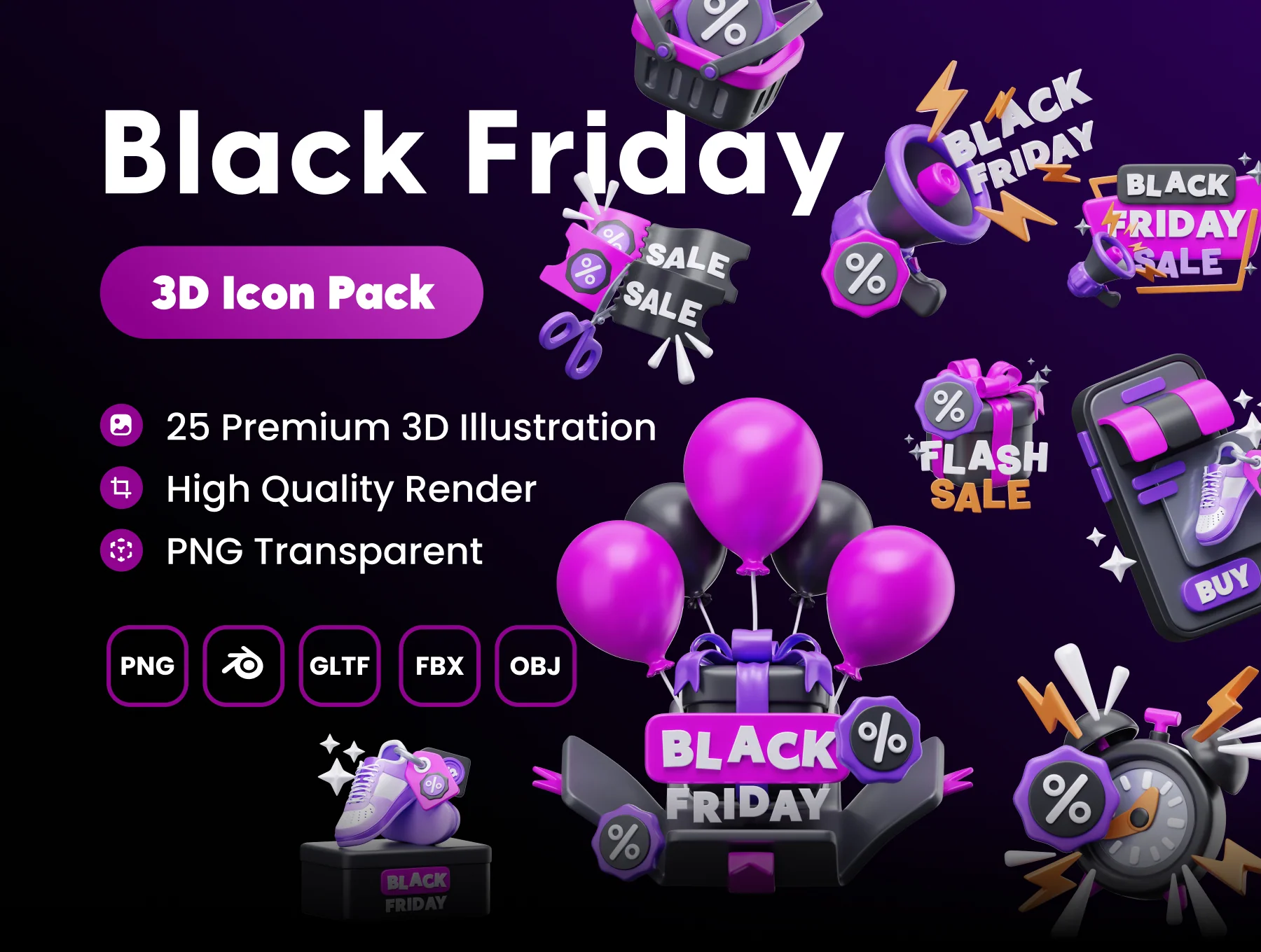 Black Friday 3D Illustrations Pack