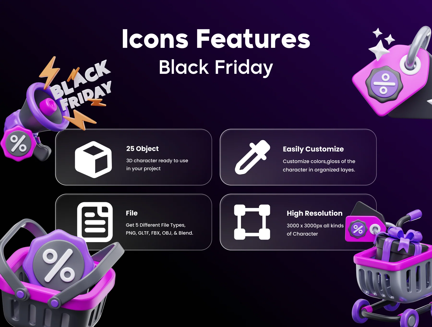 Black Friday 3D Illustrations Pack 2
