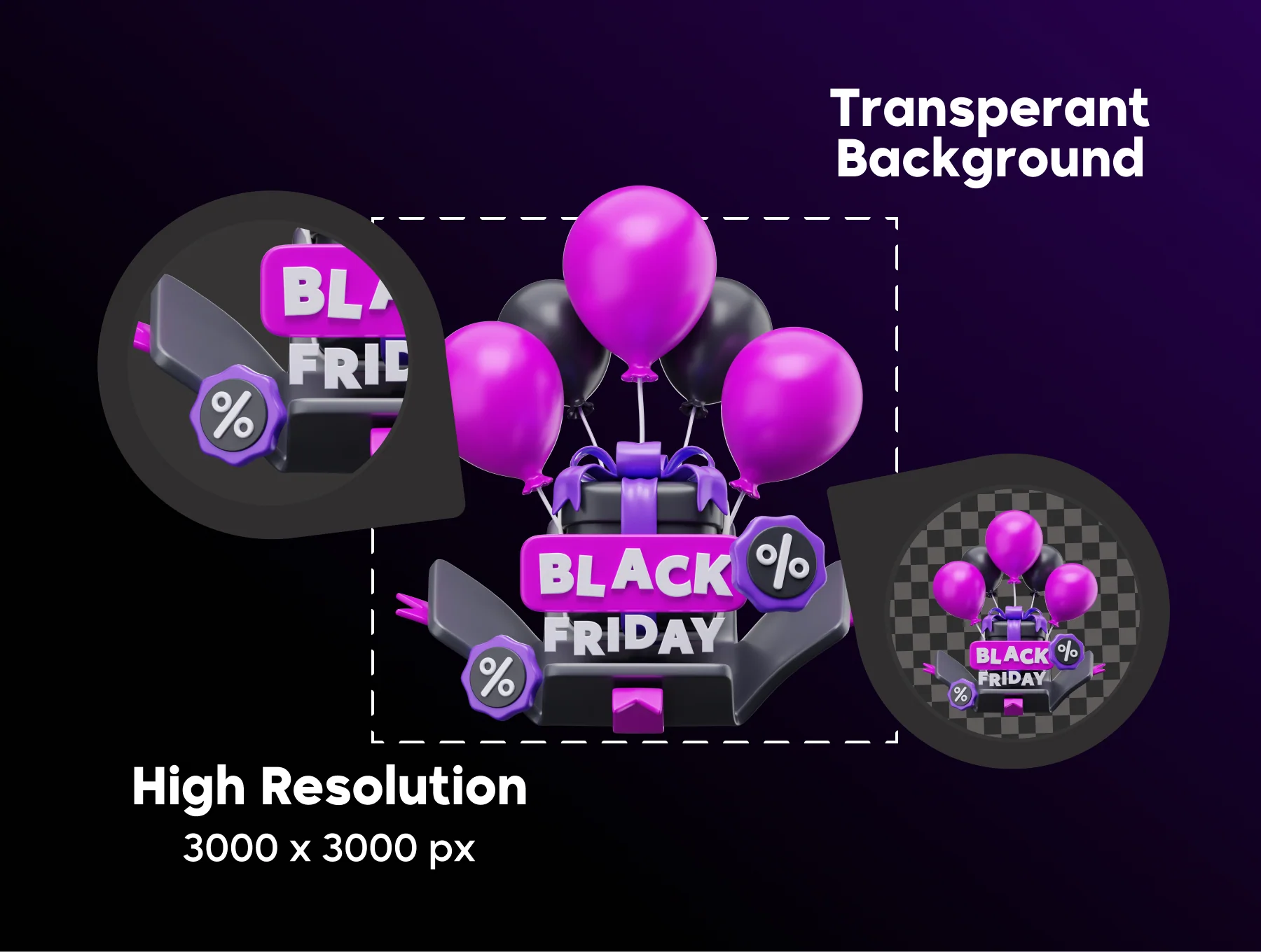 Black Friday 3D Illustrations Pack 3