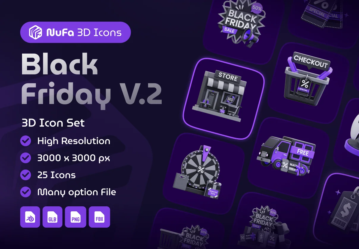 Black Friday V.2 3D Icon Set