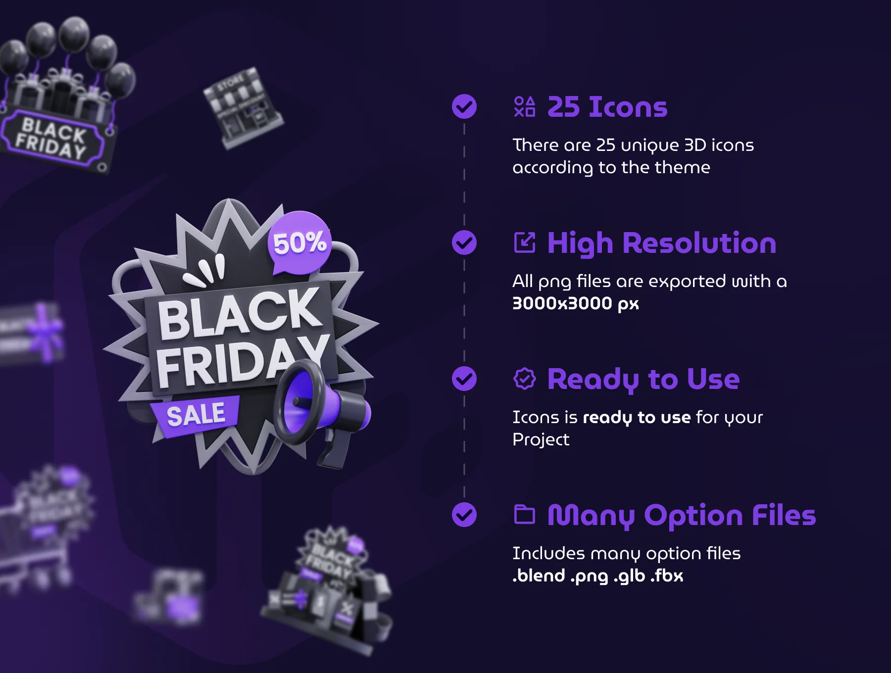 Black Friday V.2 3D Icon Set 3