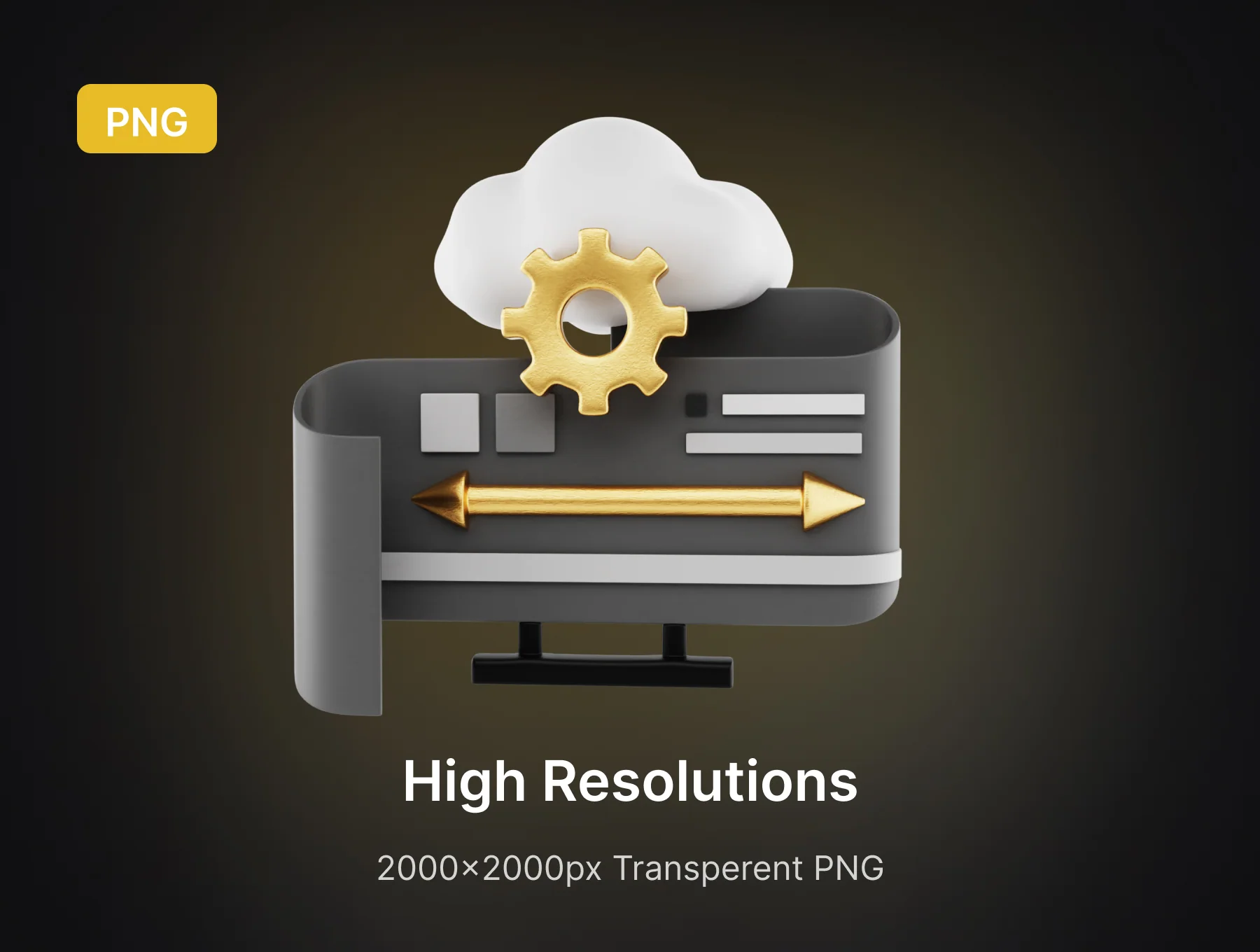 BlackGold Vol2 - Technology 3D Icon Pack 4