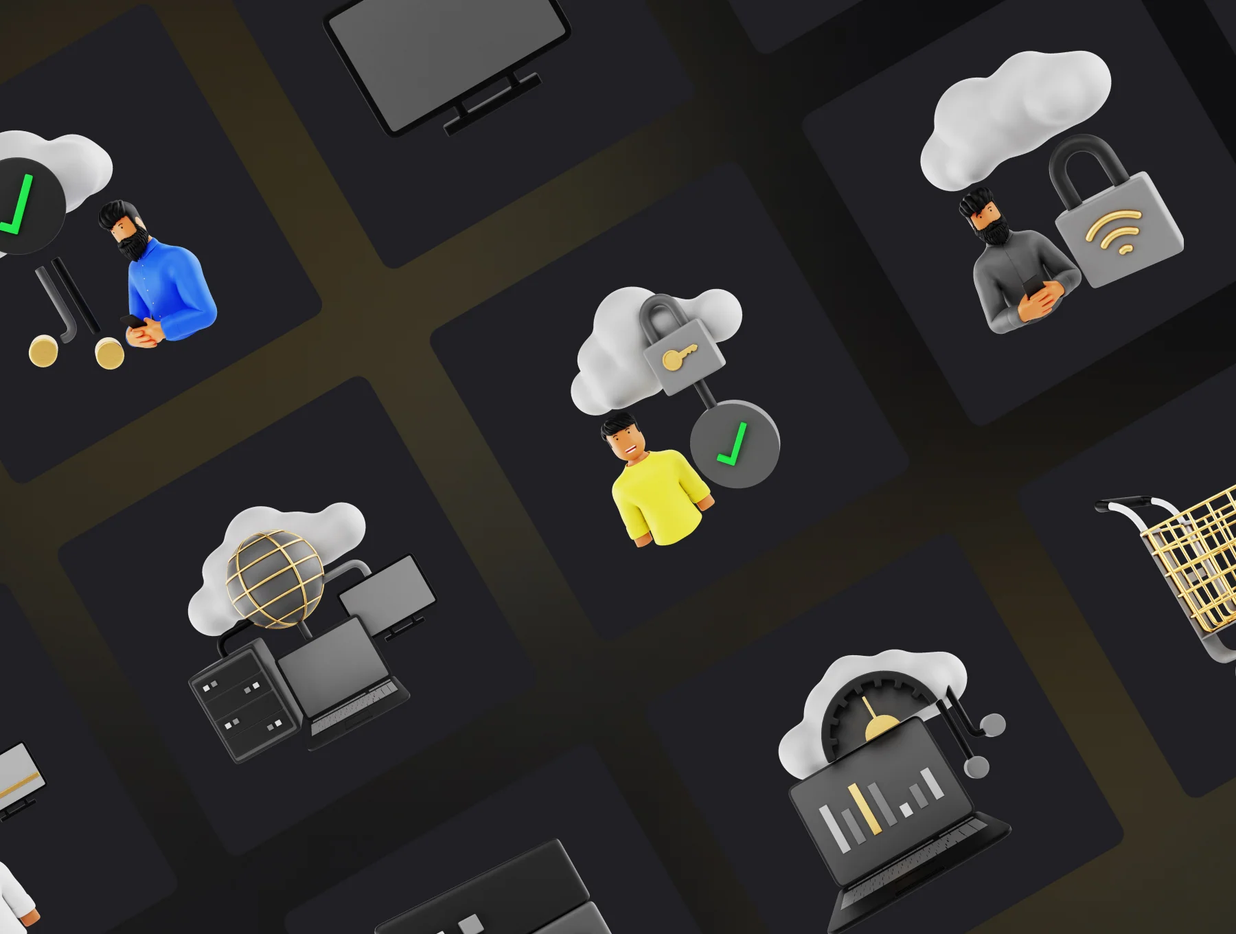 BlackGold Vol2 - Technology 3D Icon Pack 6