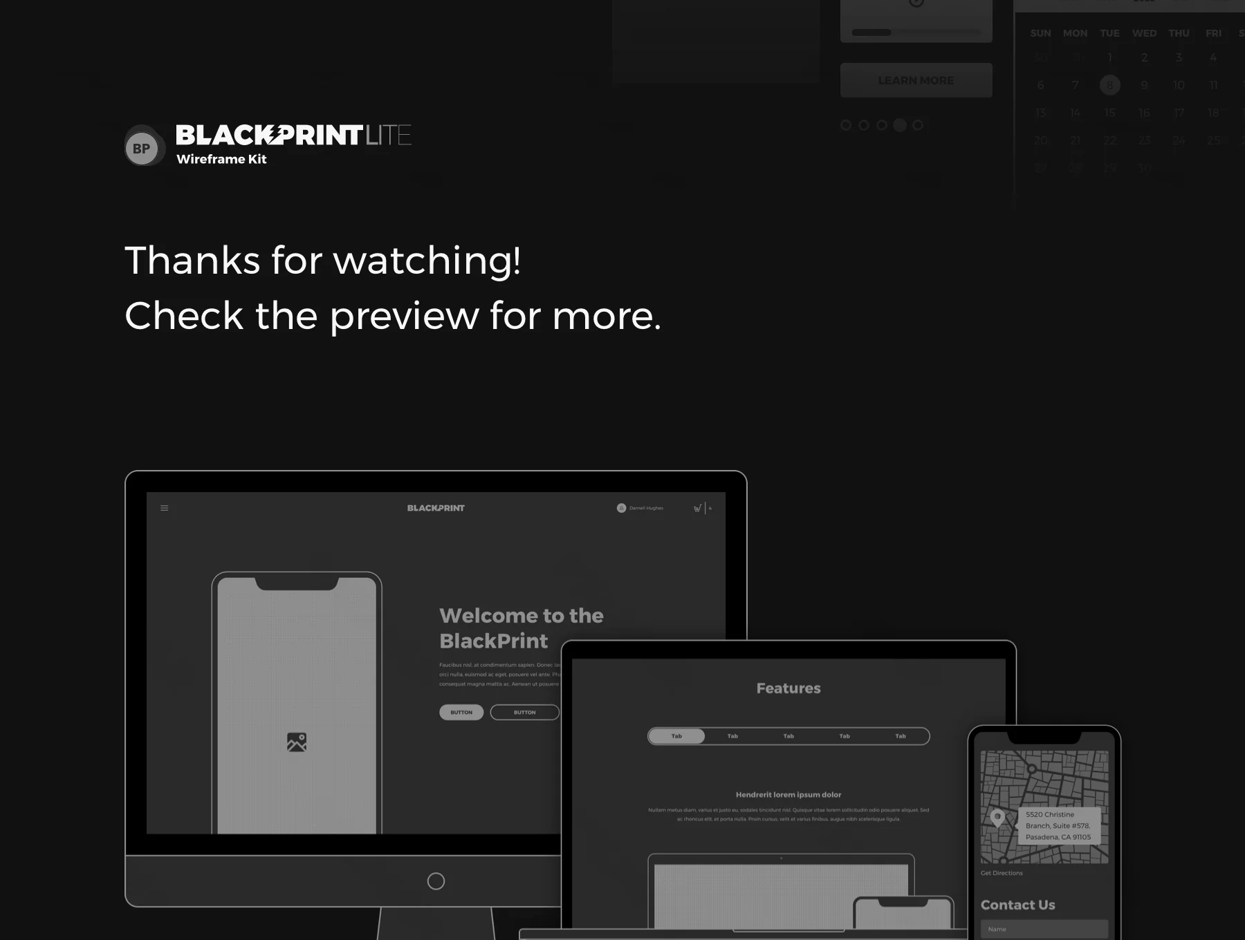 The BlackPrint Lite - Wireframe UX Kit for Sketch 8