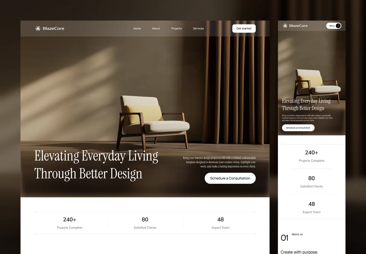 BlazeCore - Architecture & Design Website & Mobile Template