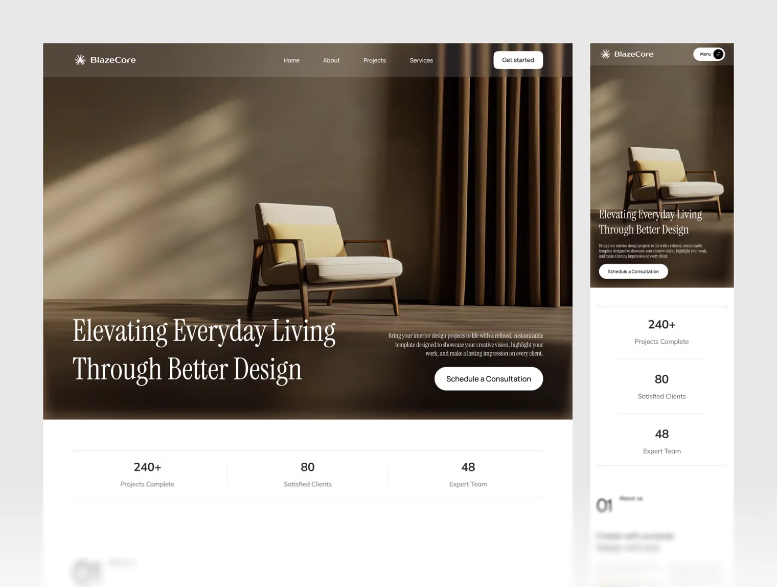 BlazeCore - Architecture & Design Website & Mobile Template 4
