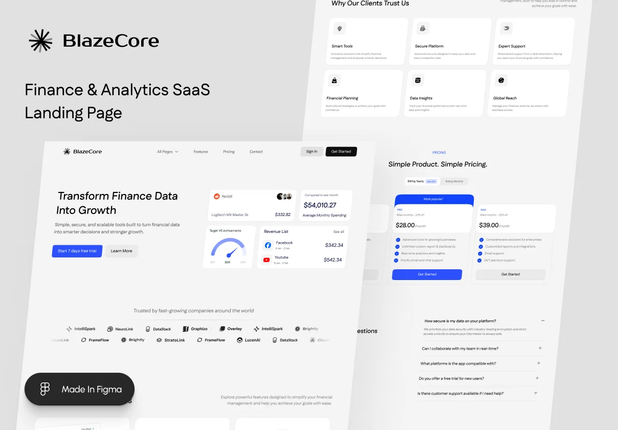 BlazeCore : Finance & Analytics SaaS Landing Page