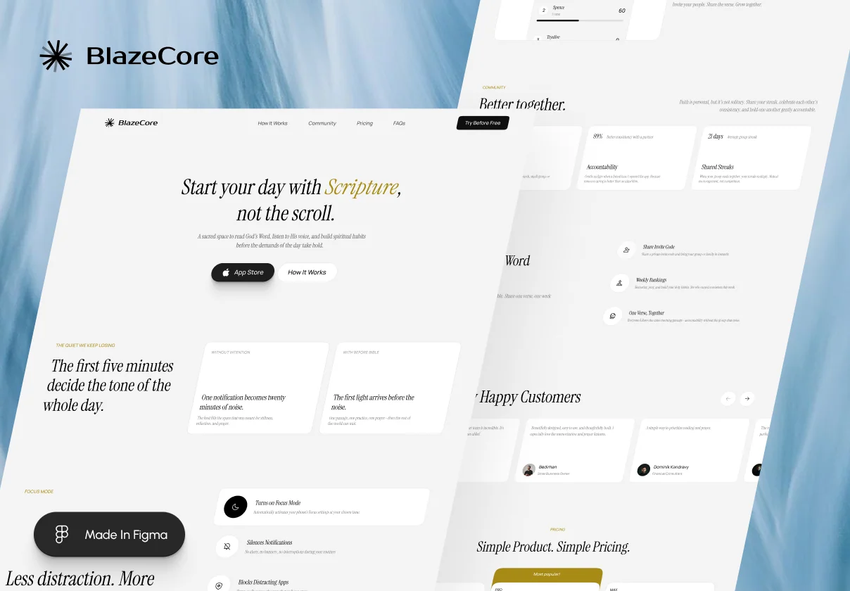 BlazeCore : Scripture & Mindful Habit Landing Page