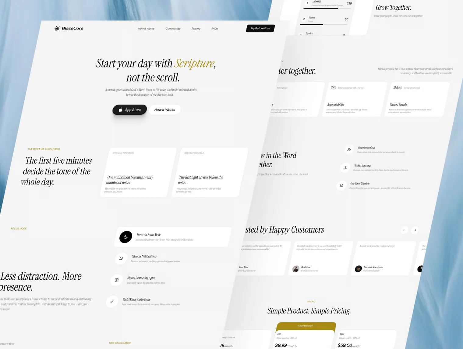 BlazeCore : Scripture & Mindful Habit Landing Page 3