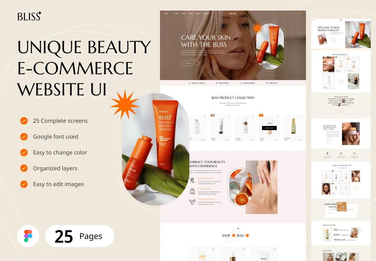 Bliss - Beauty E-Commerce Website UI Figma Template