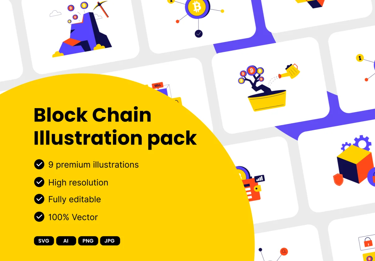 Block Chain 2D Illustrations