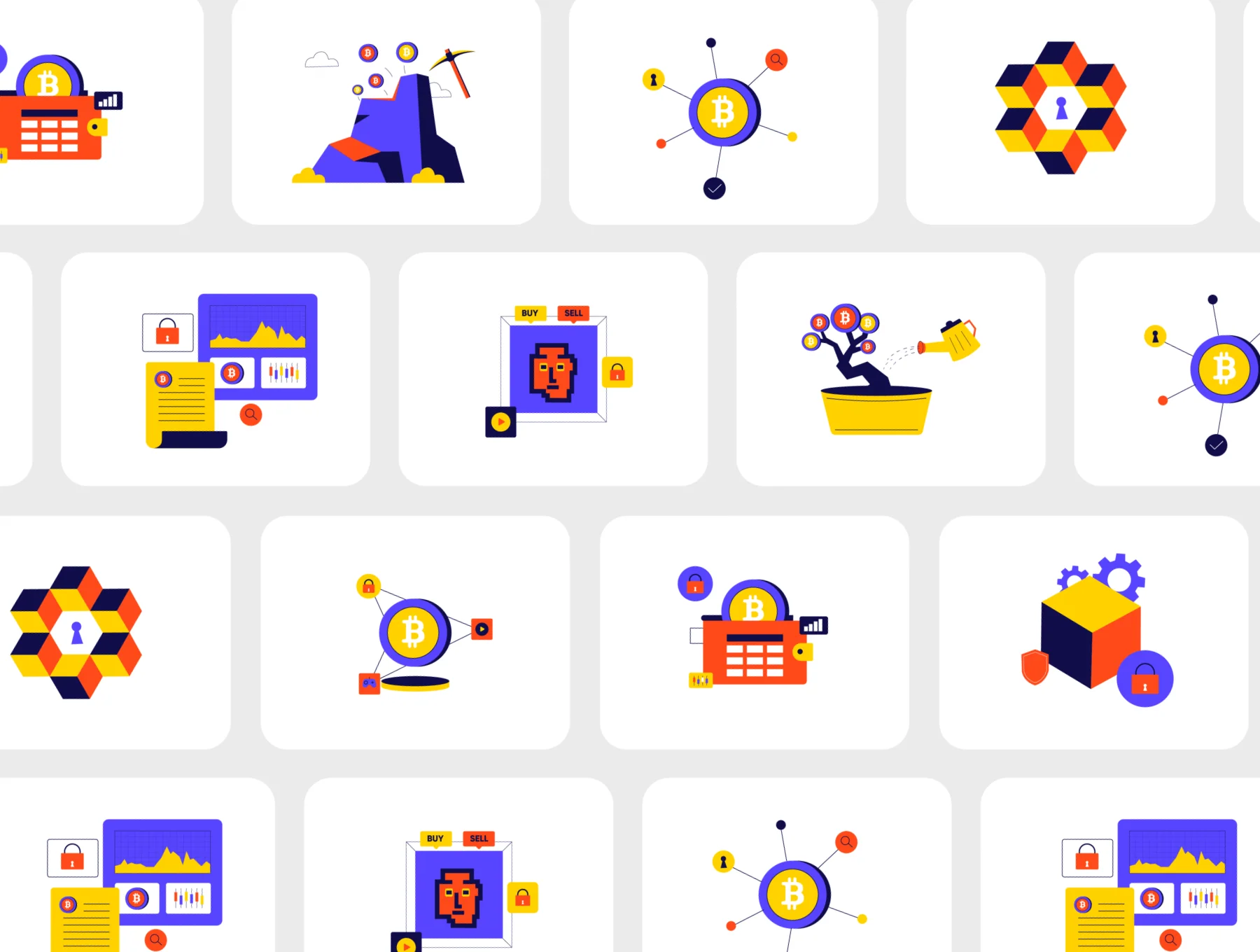 Block Chain 2D Illustrations 2