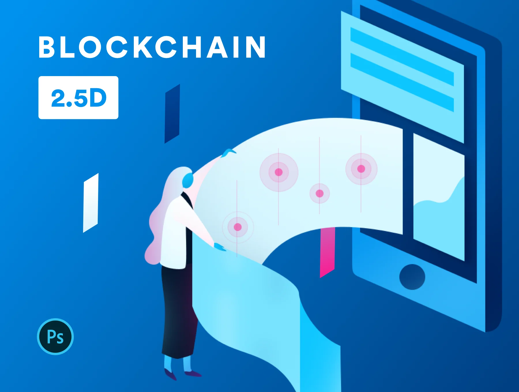 Blockchain 2.5D Illustrations