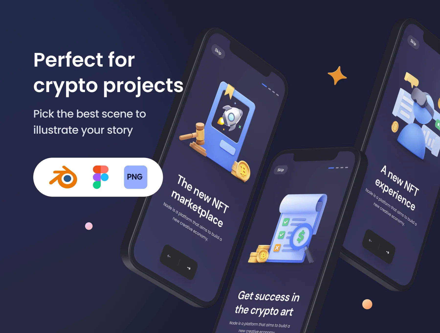 Blockchain 3D Icon Set 4