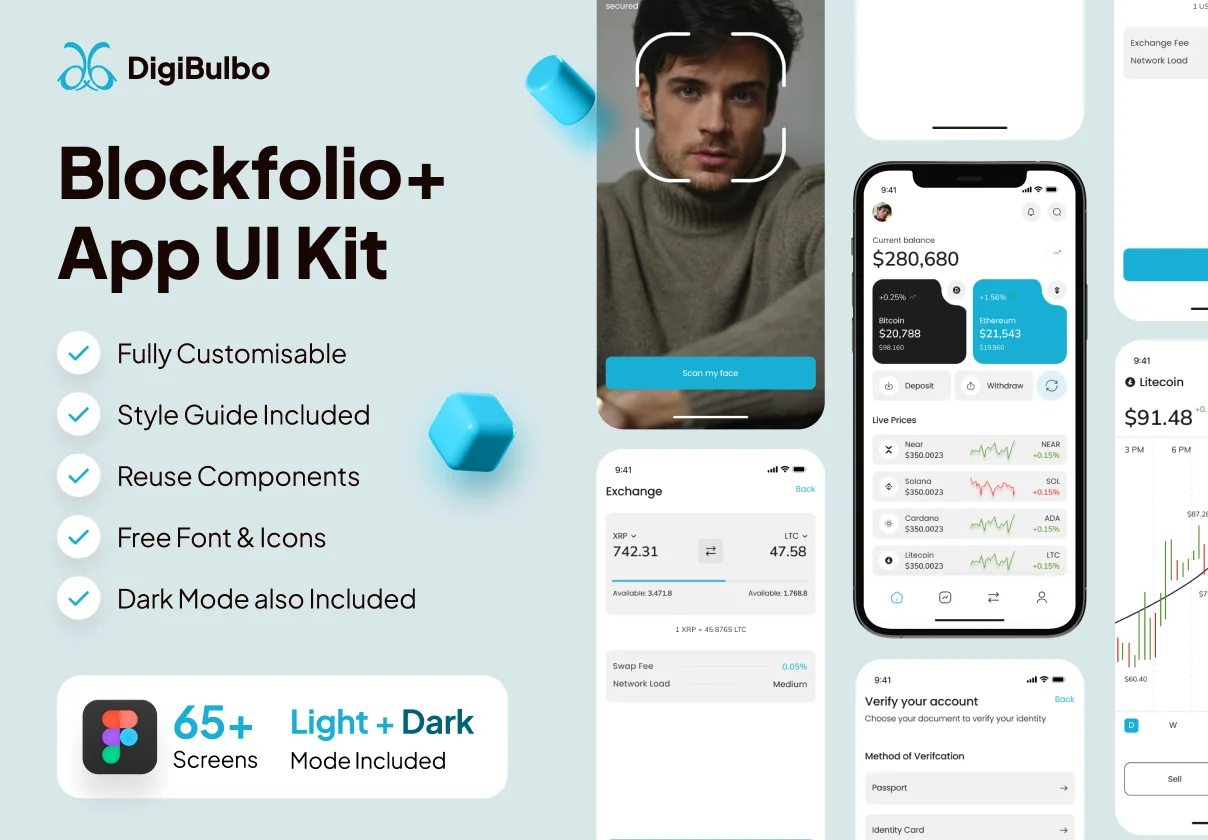 Blockfolio+ - Crypto Wallet Premium UI Kits App