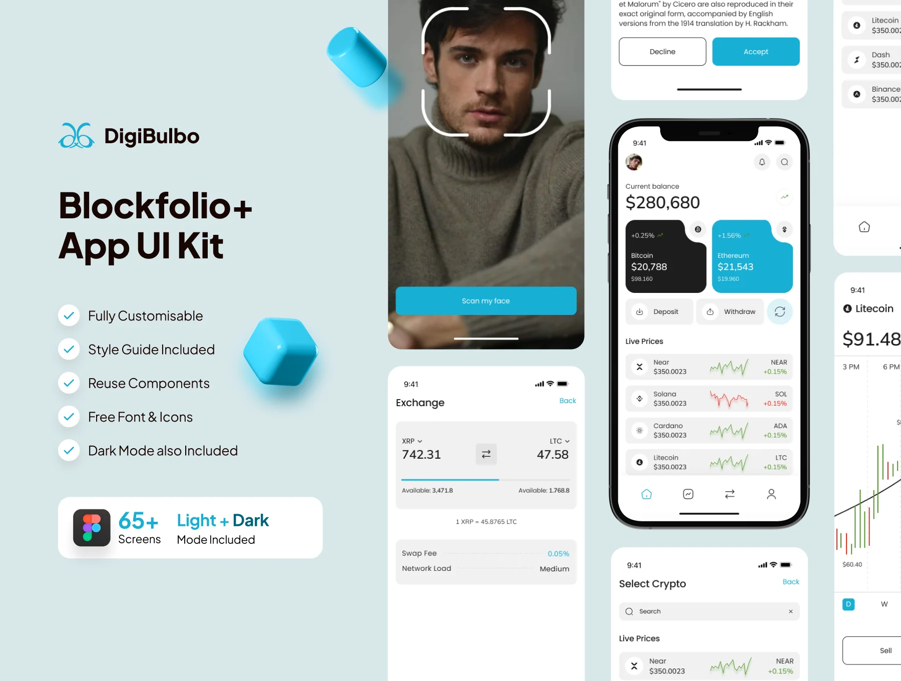 Blockfolio+ - Crypto Wallet Premium UI Kits App