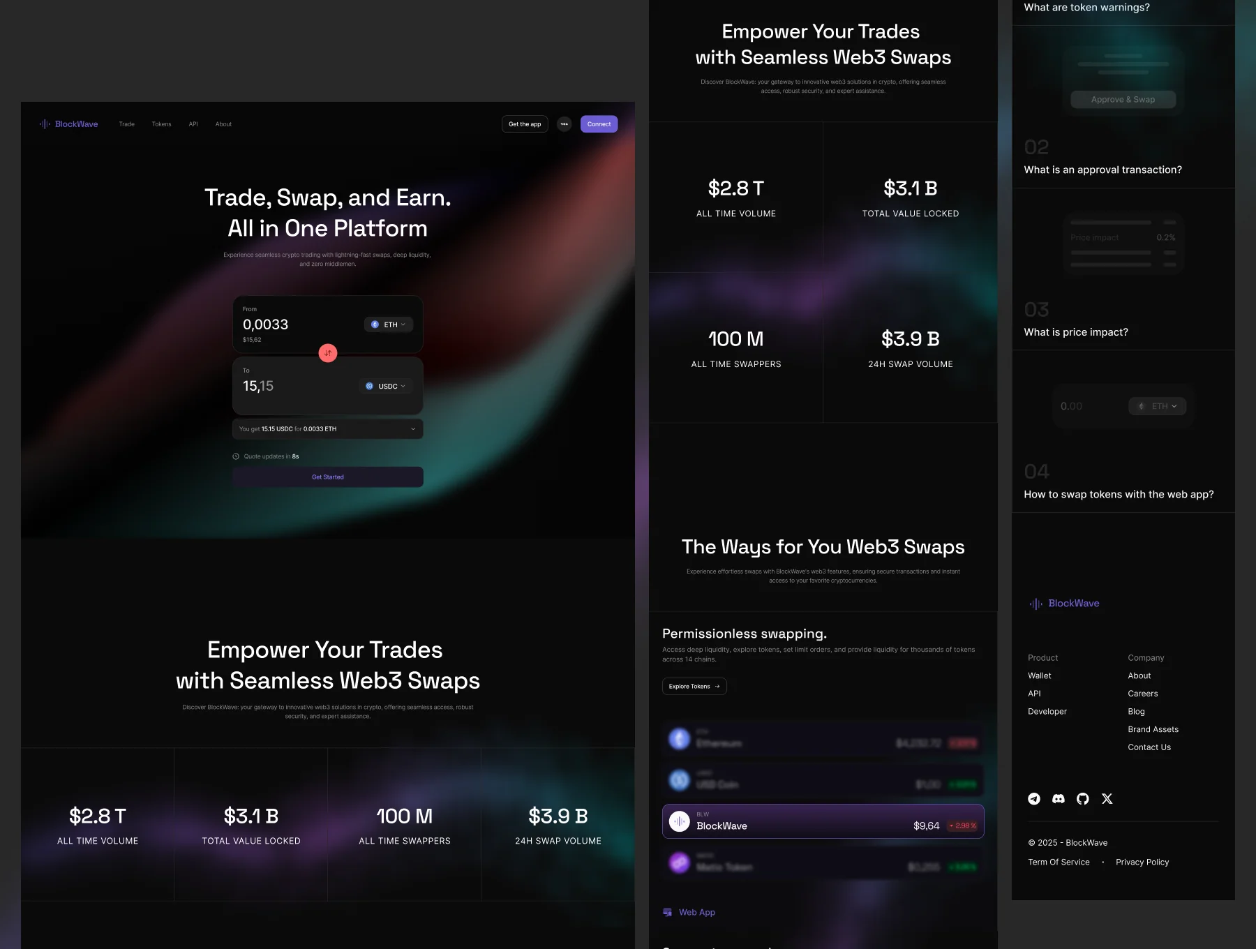 BlockWave - Crypto Swap Landing Page Website Template 3
