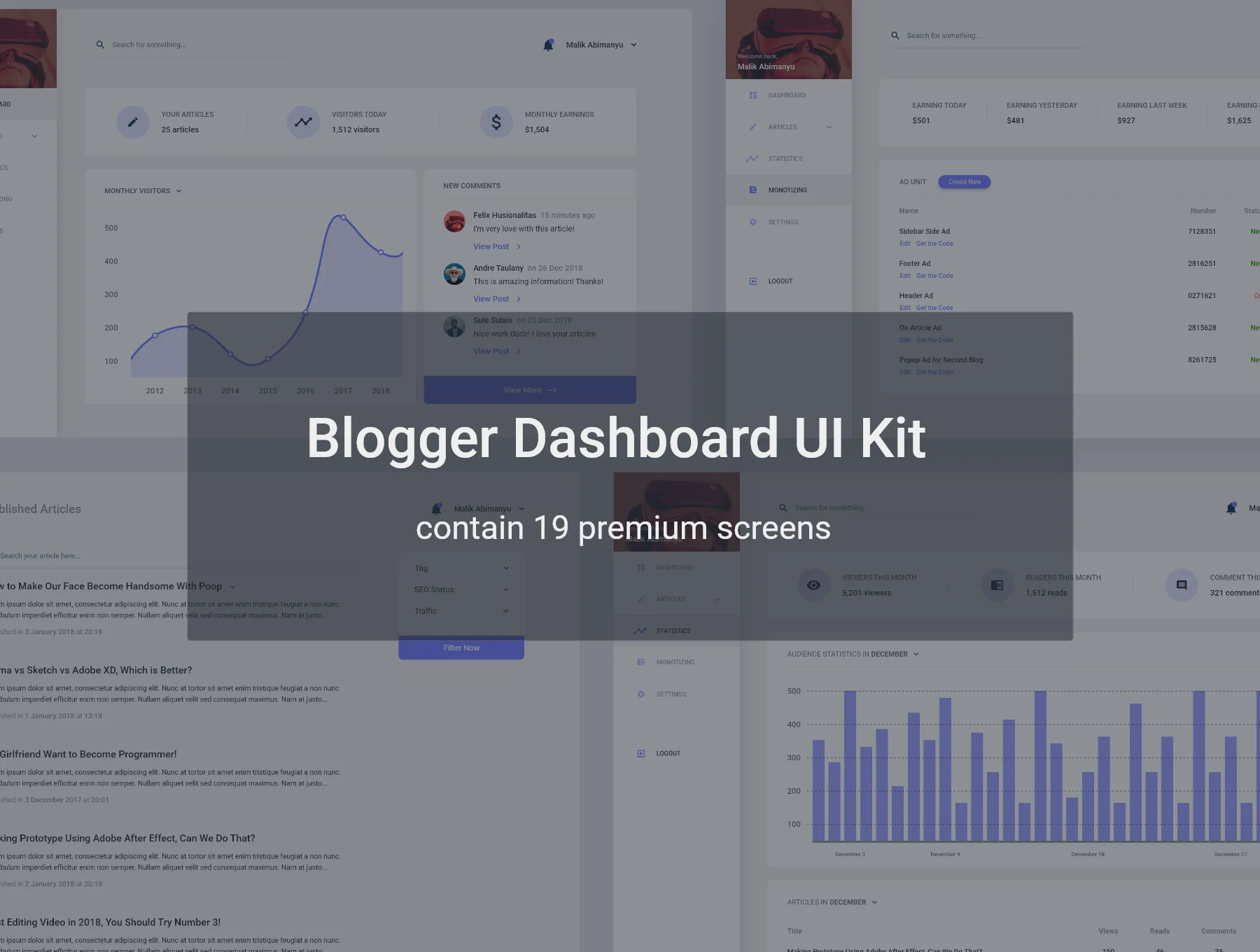 Blogger Dashboard UI Kit
