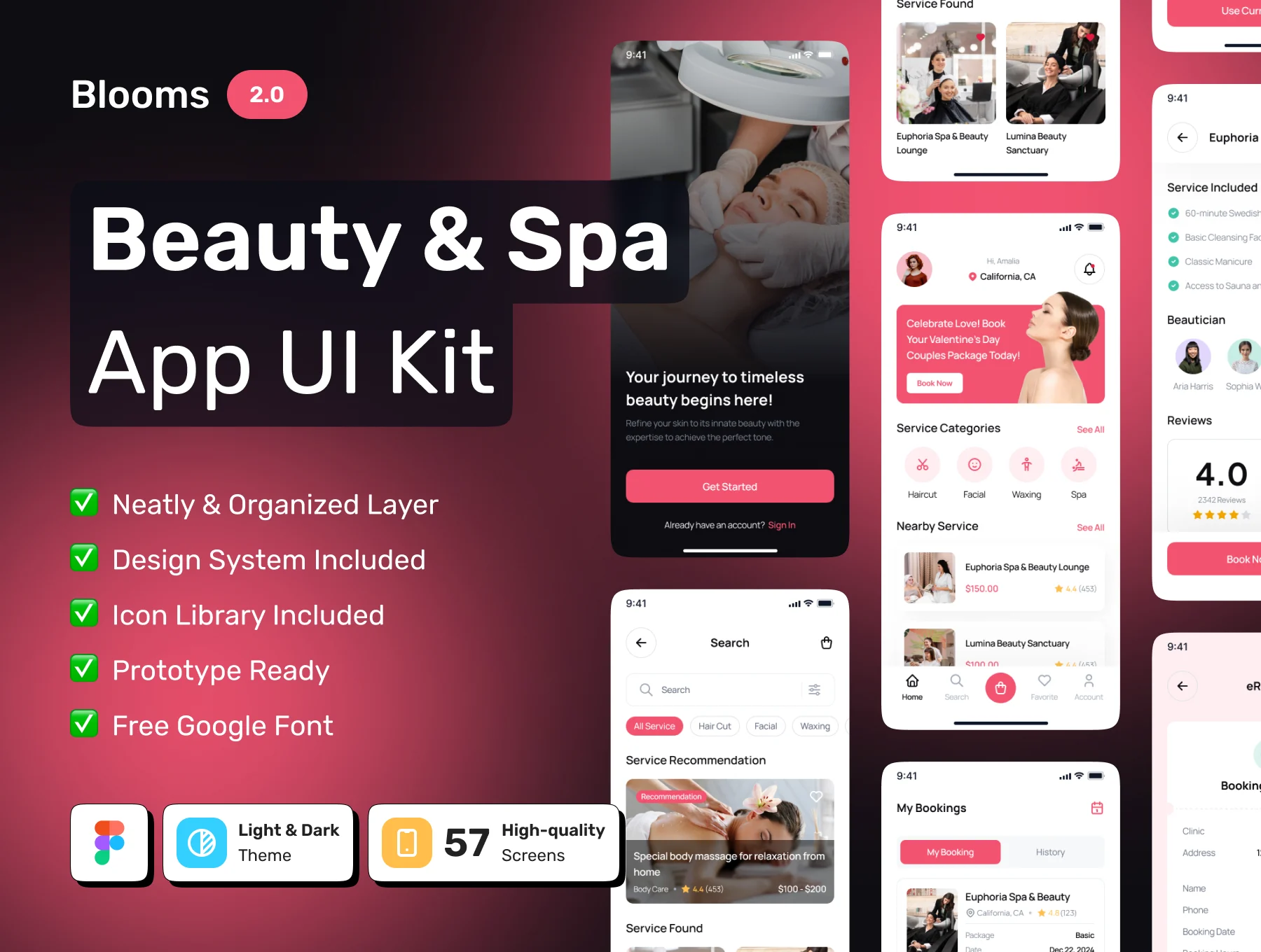BLOOMS - Beauty & Spa Services Booking App UI Kit