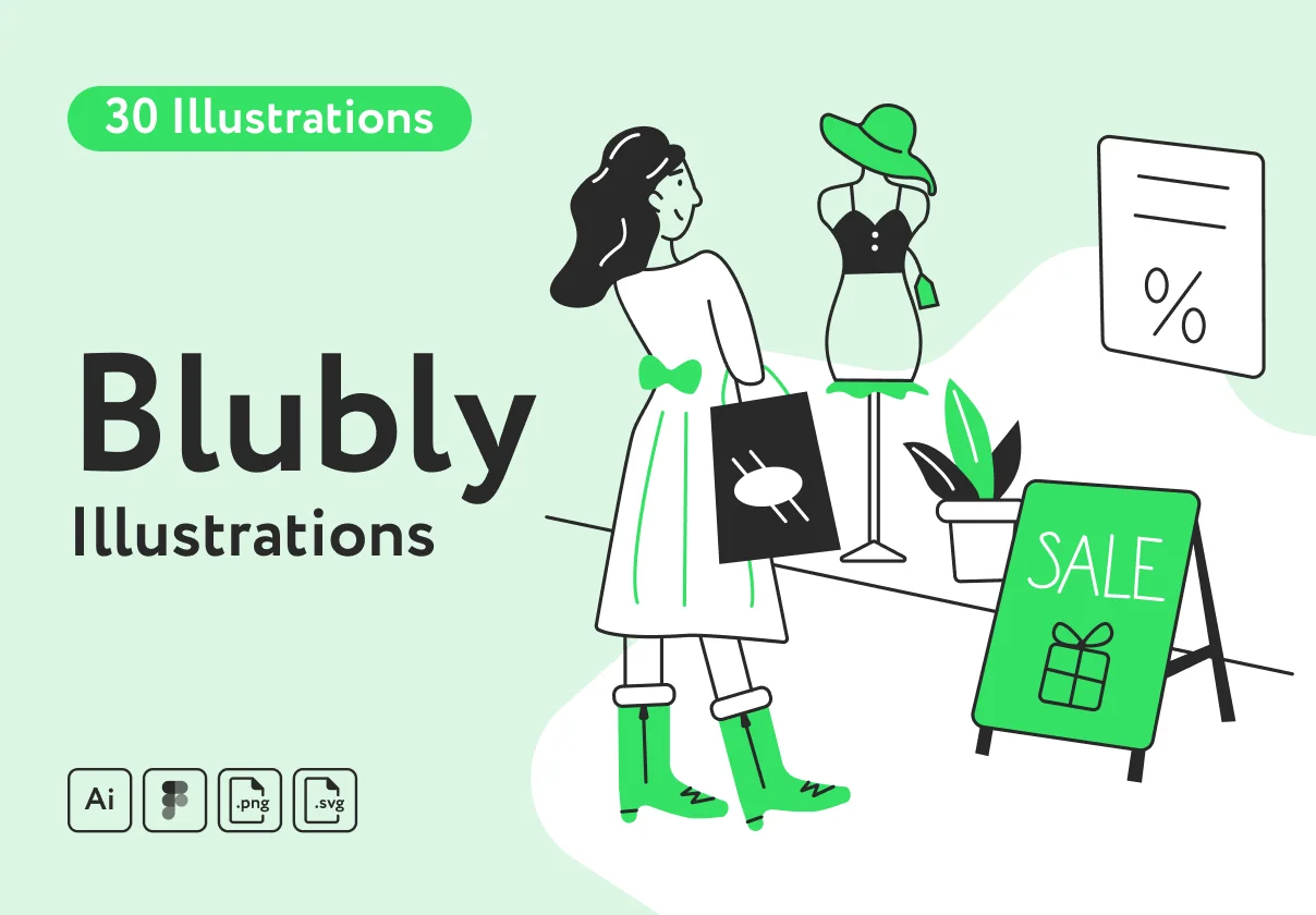 Blubly Shopping Illustrations