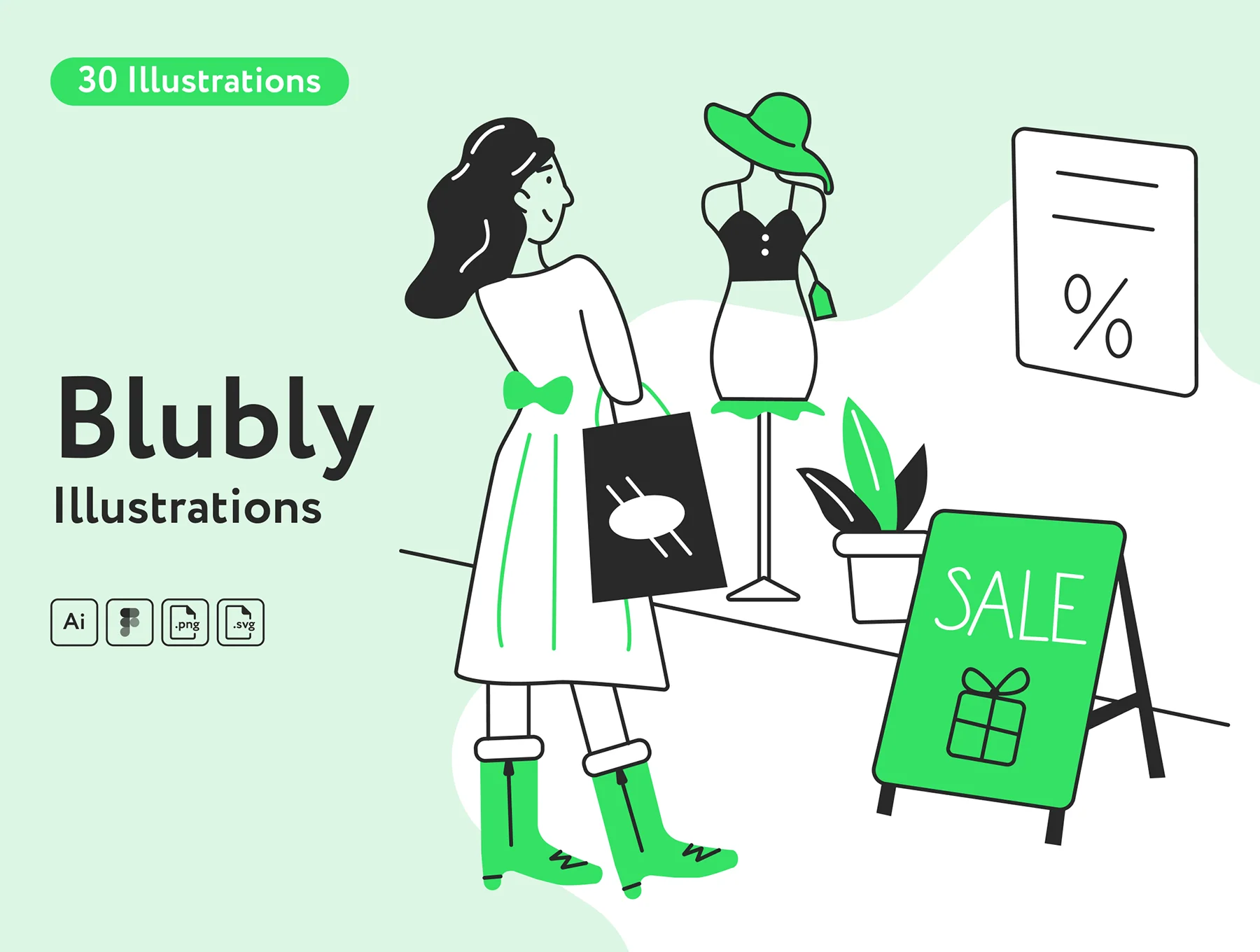 Blubly Shopping Illustrations