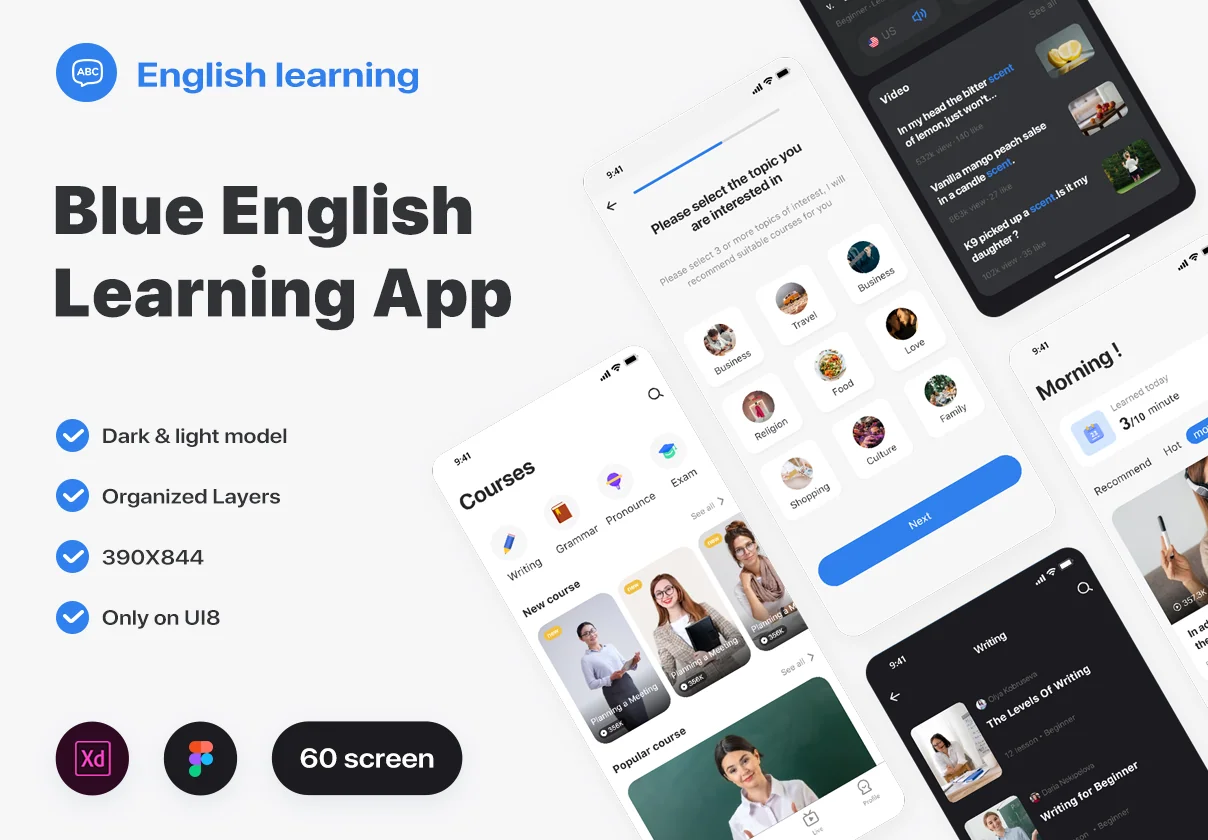 Blue english learning app