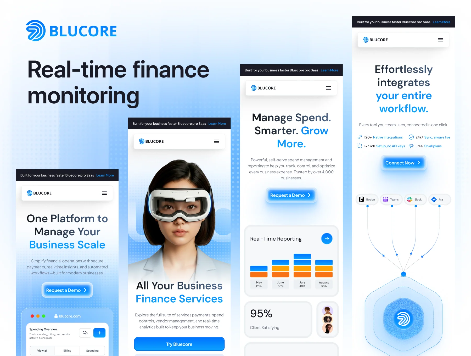 Bluecore — Real-time Finance Monitoring Landing Page UI KIT 3
