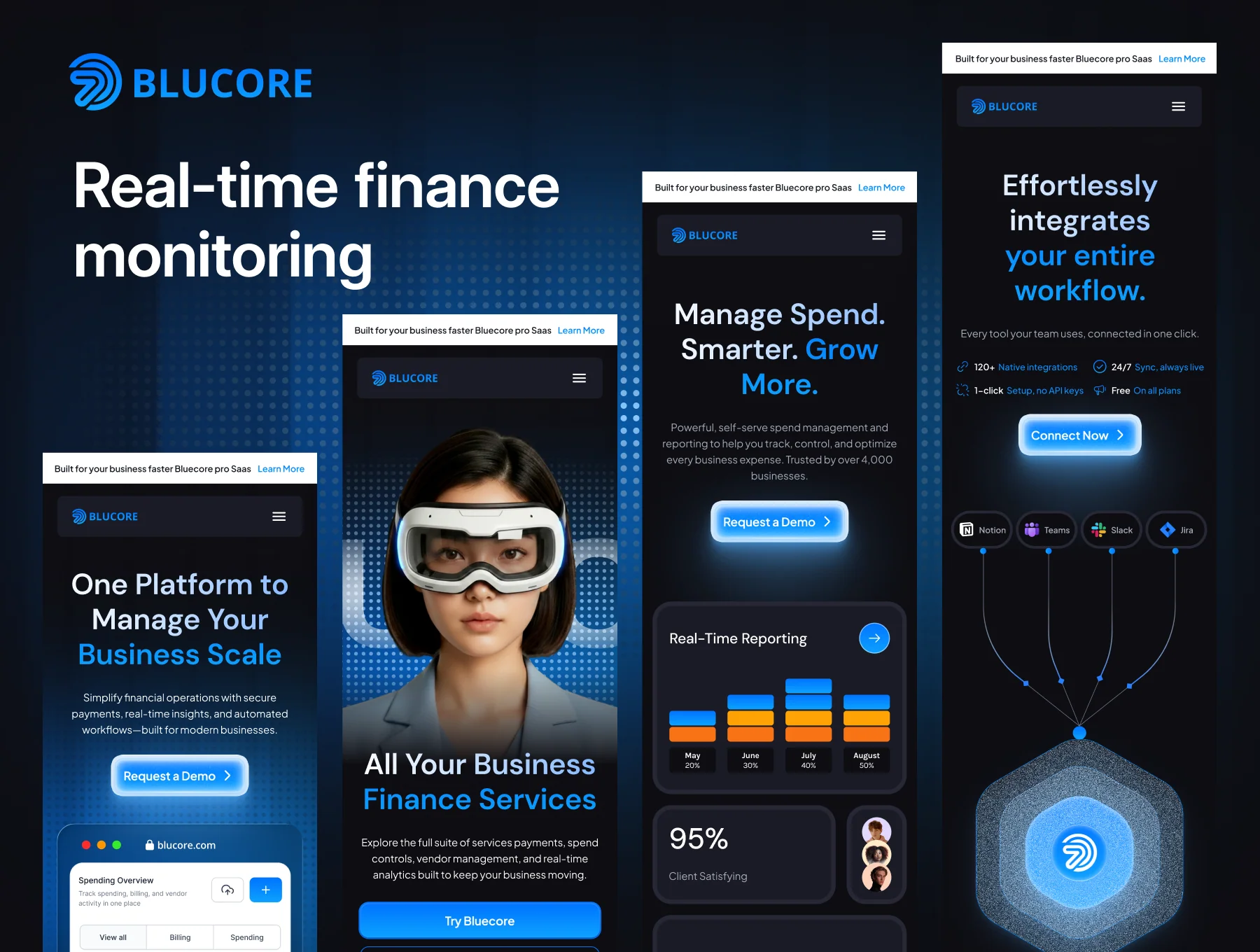 Bluecore — Real-time Finance Monitoring Landing Page UI KIT 5