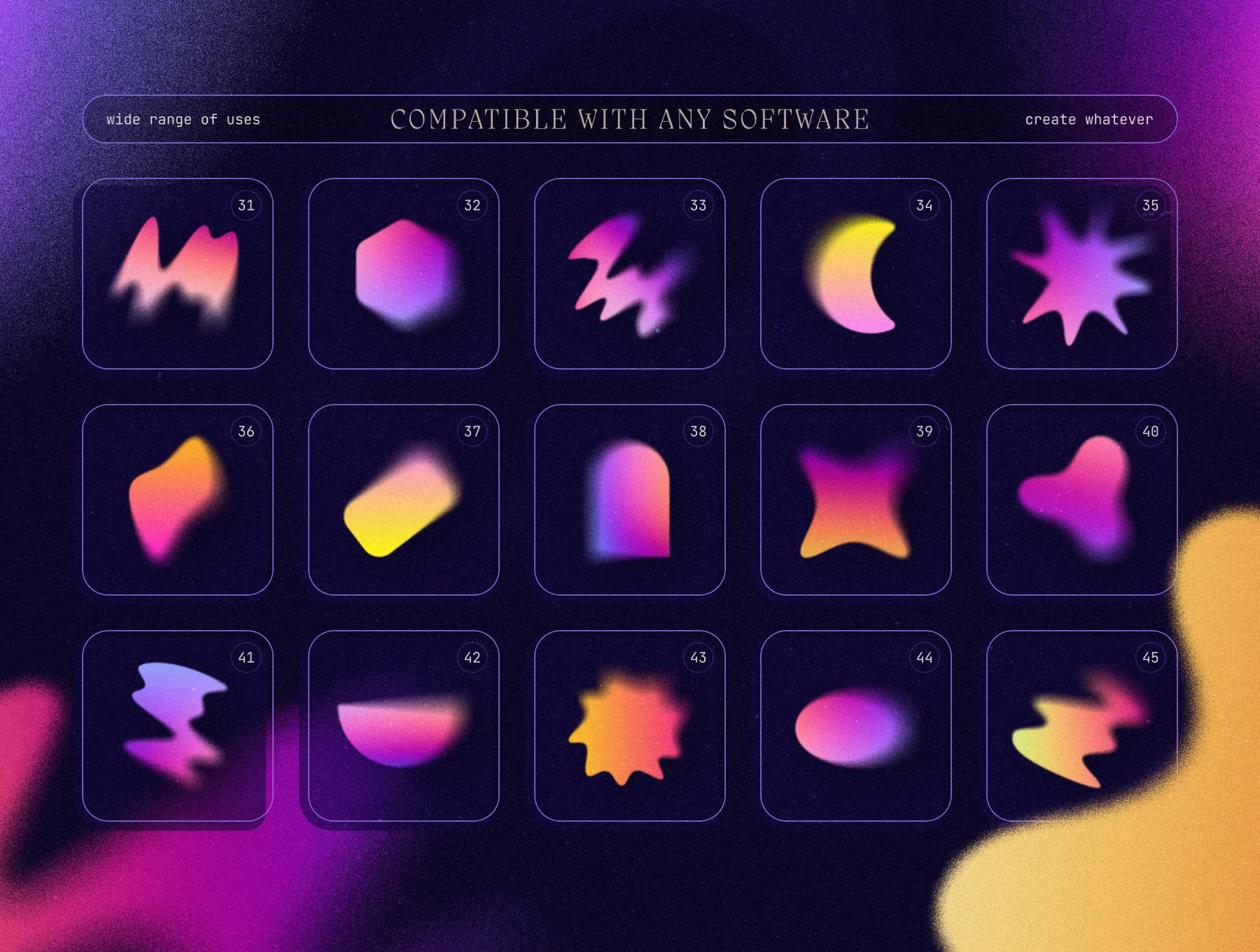 Blurry gradient shapes collection 3