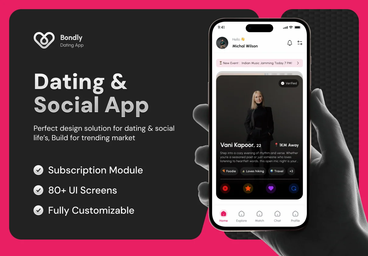 Bondly – Dating & Social App UI Kit