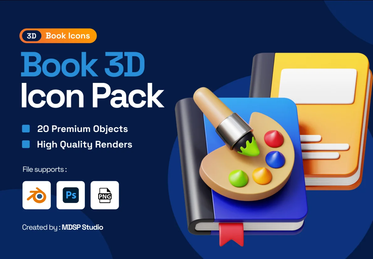 Book 3D Icon Pack