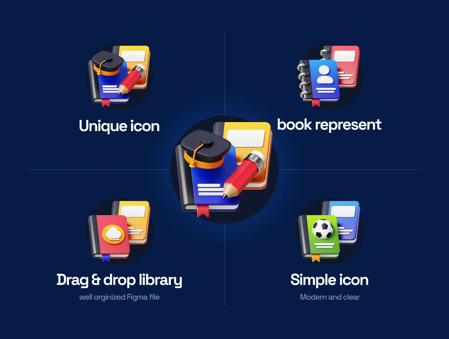 Book 3D Icon Pack 3
