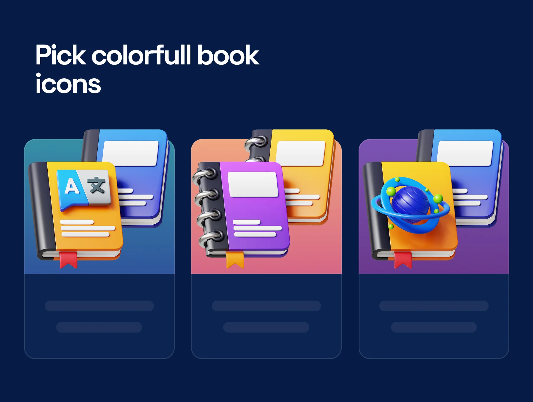 Book 3D Icon Pack 6
