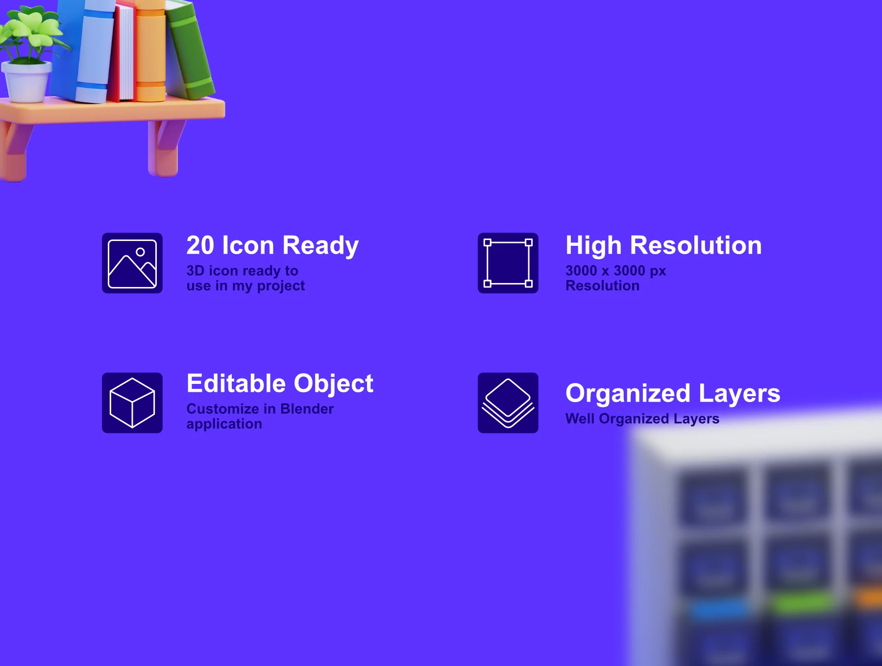 Book & Library 3D Icons Packs 2