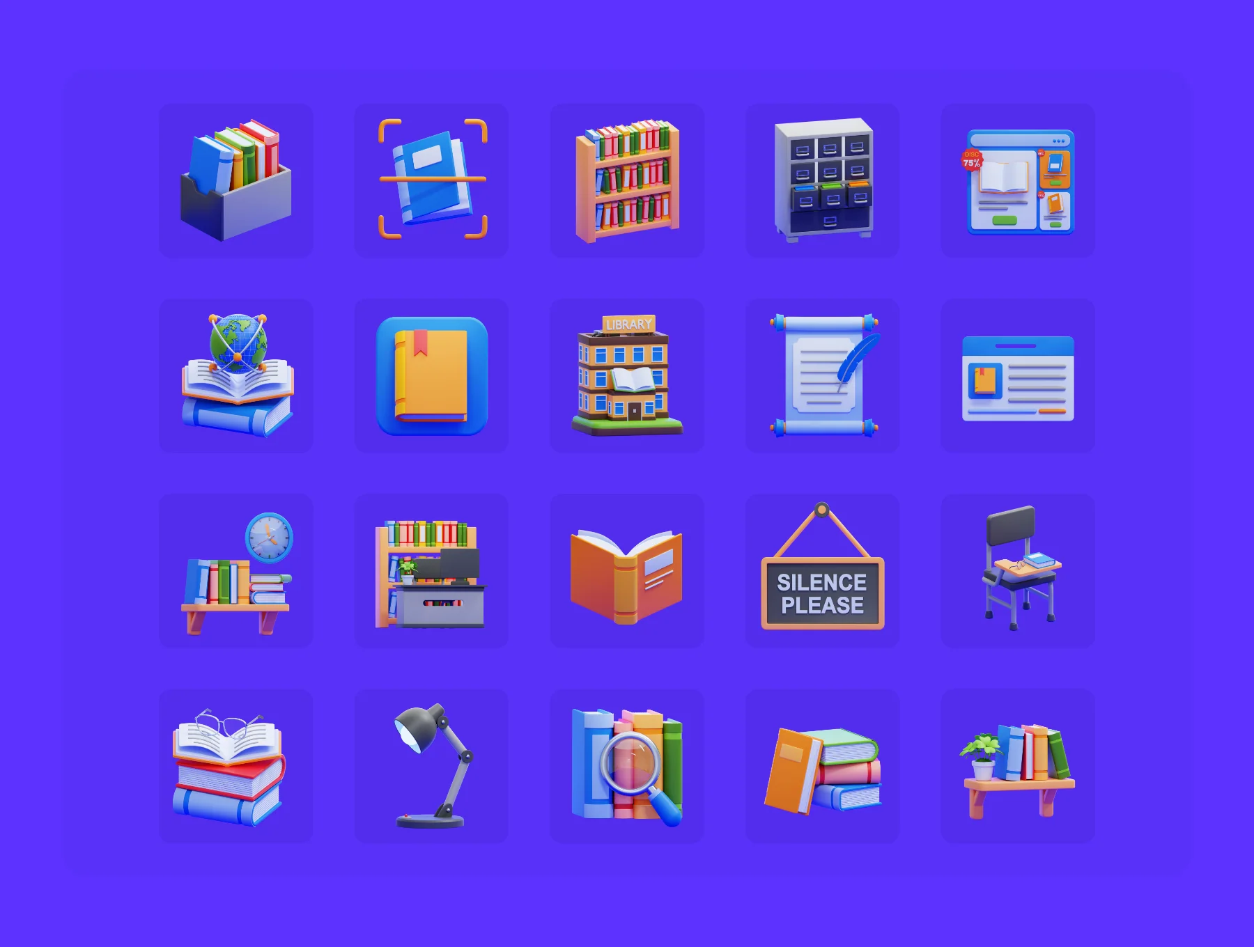 Book & Library 3D Icons Packs 6