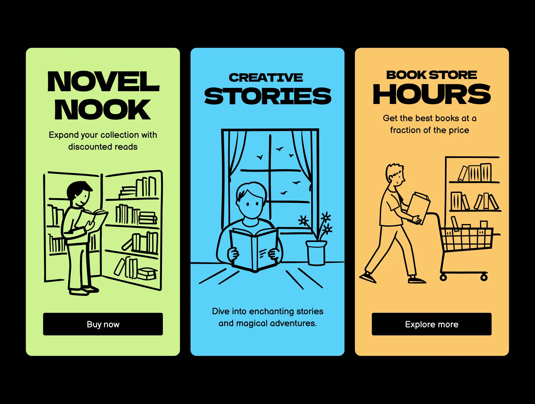 Book Reading Doodle Icons 3