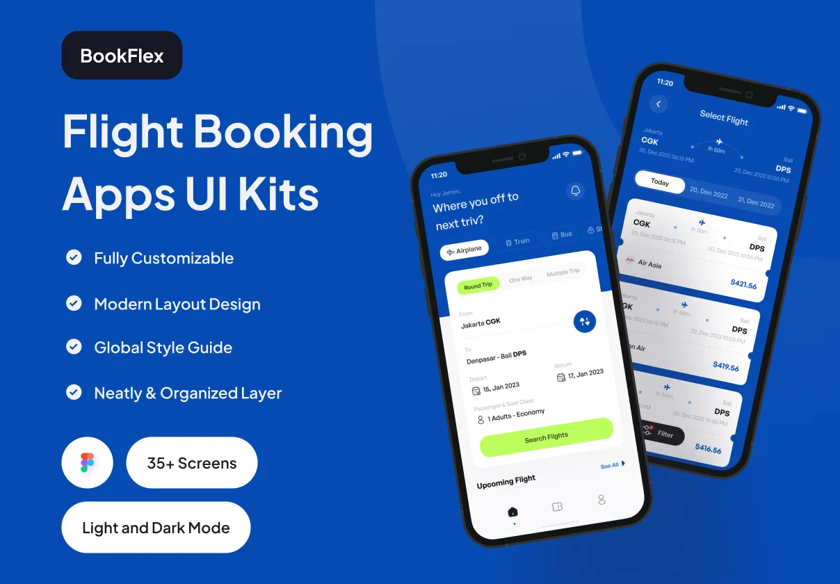 BookFlex - Flight Booking Apps UI Kit