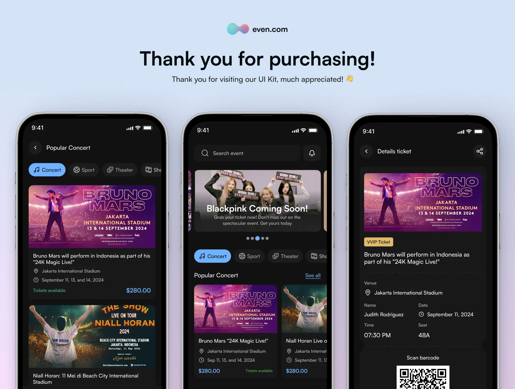 Booking Ticket Event App - UI Kit 8