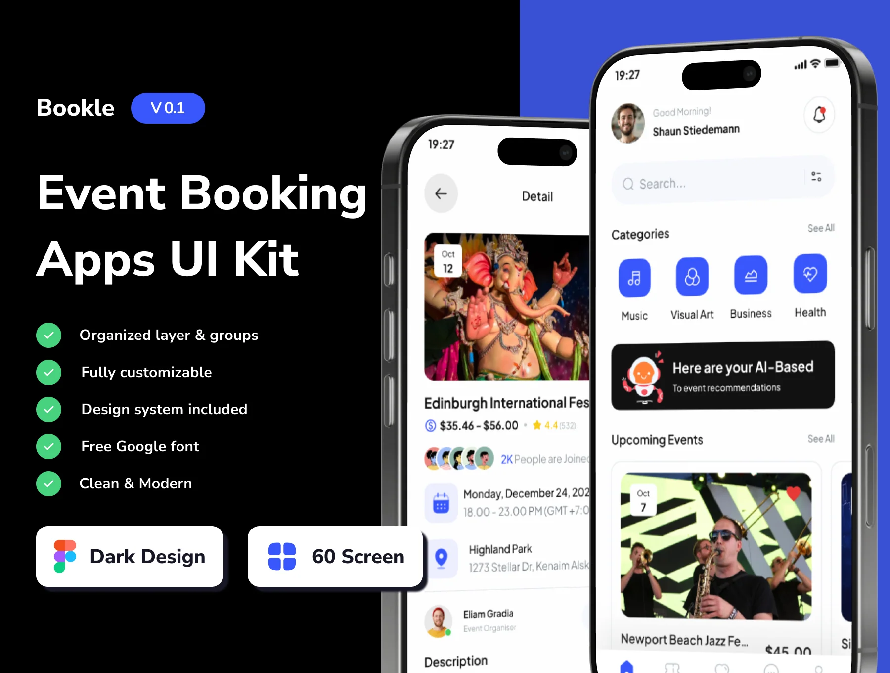 Bookle - Event Booking Mobile App UI Kits