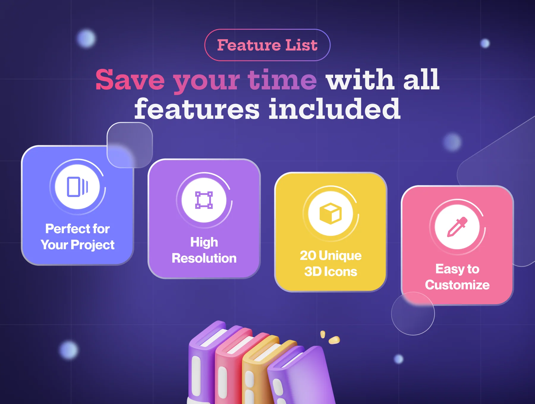 Bookly - Books & School Stationery 3D Icon 3