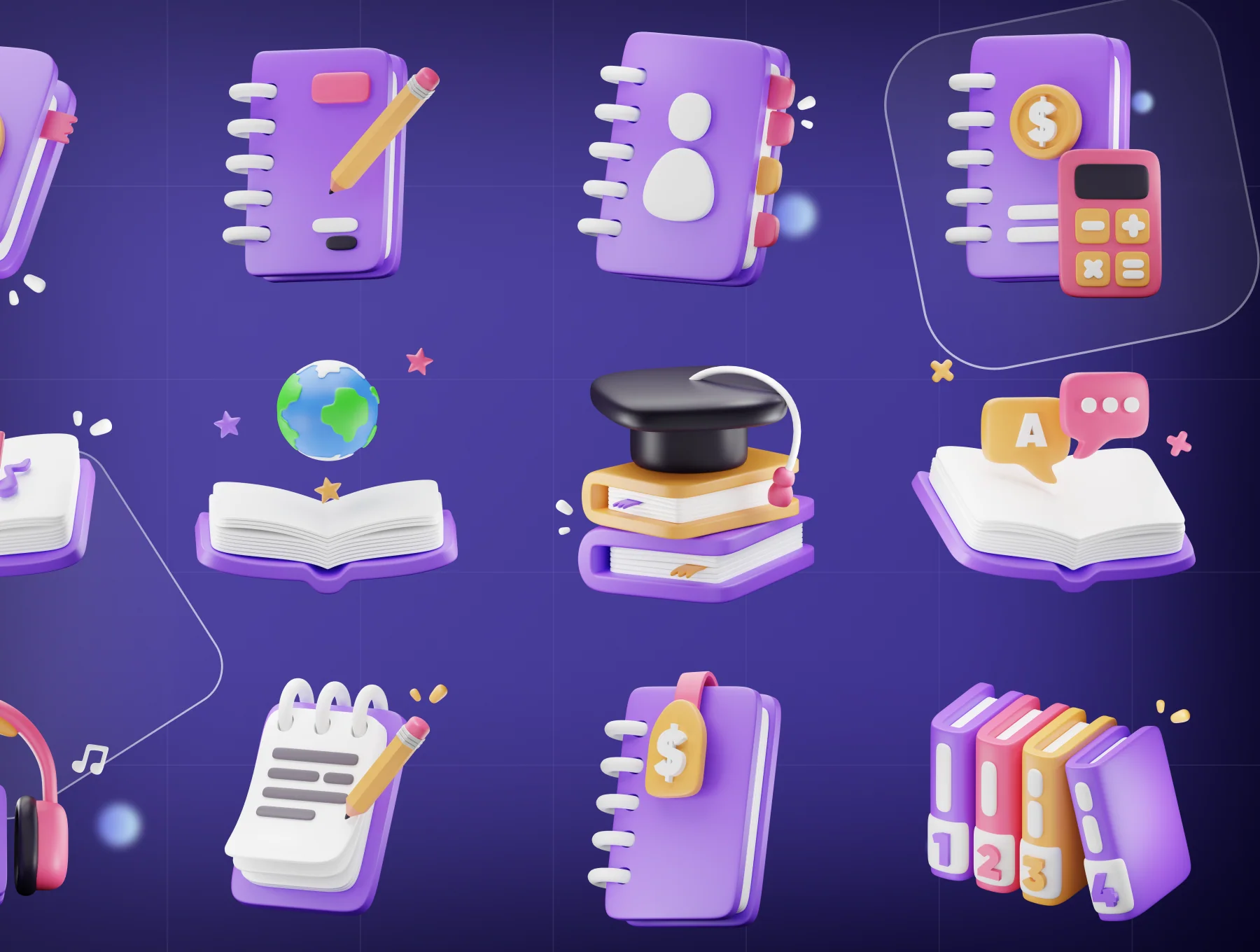 Bookly - Books & School Stationery 3D Icon 8