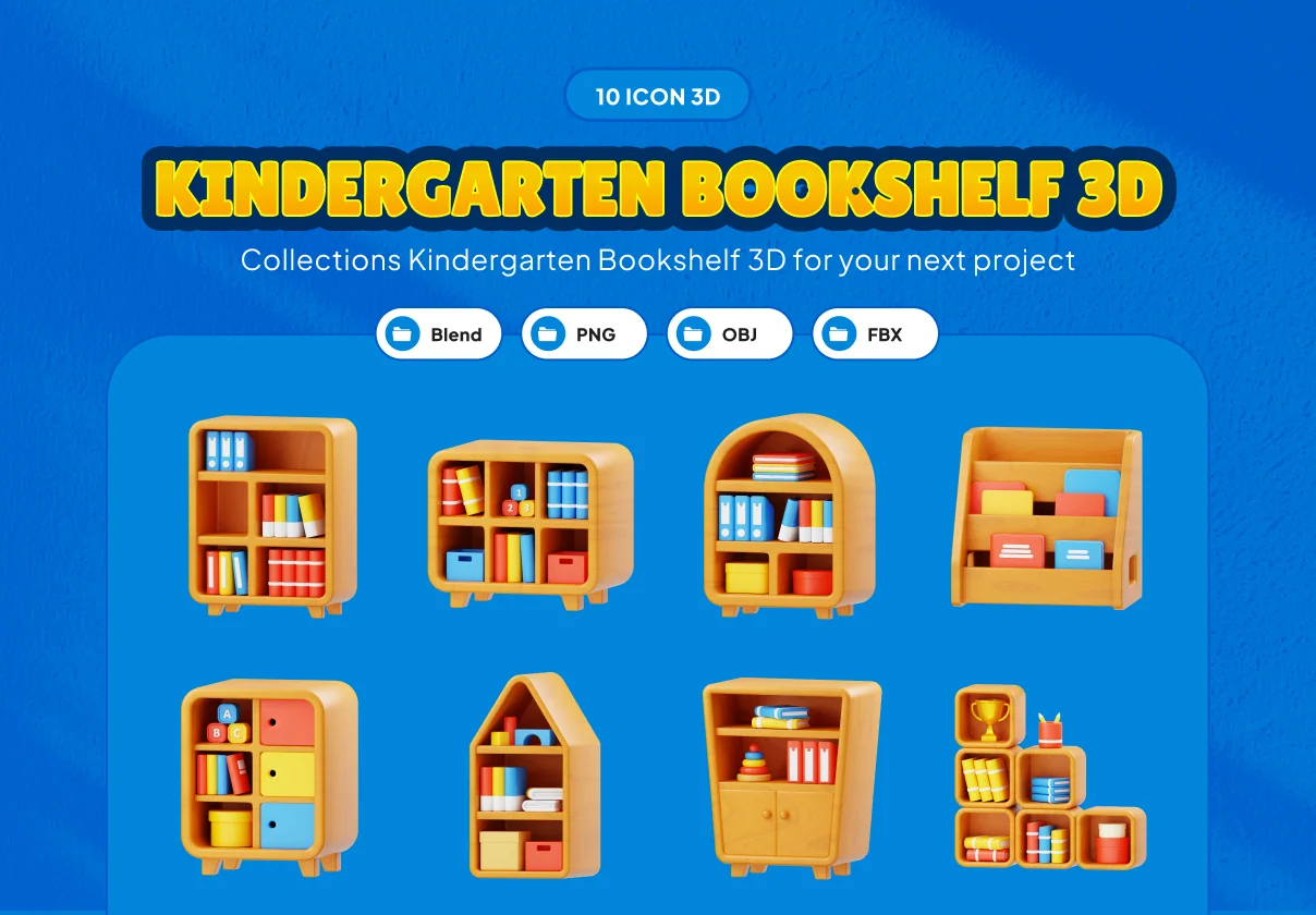 Bookshelf 3D Icon