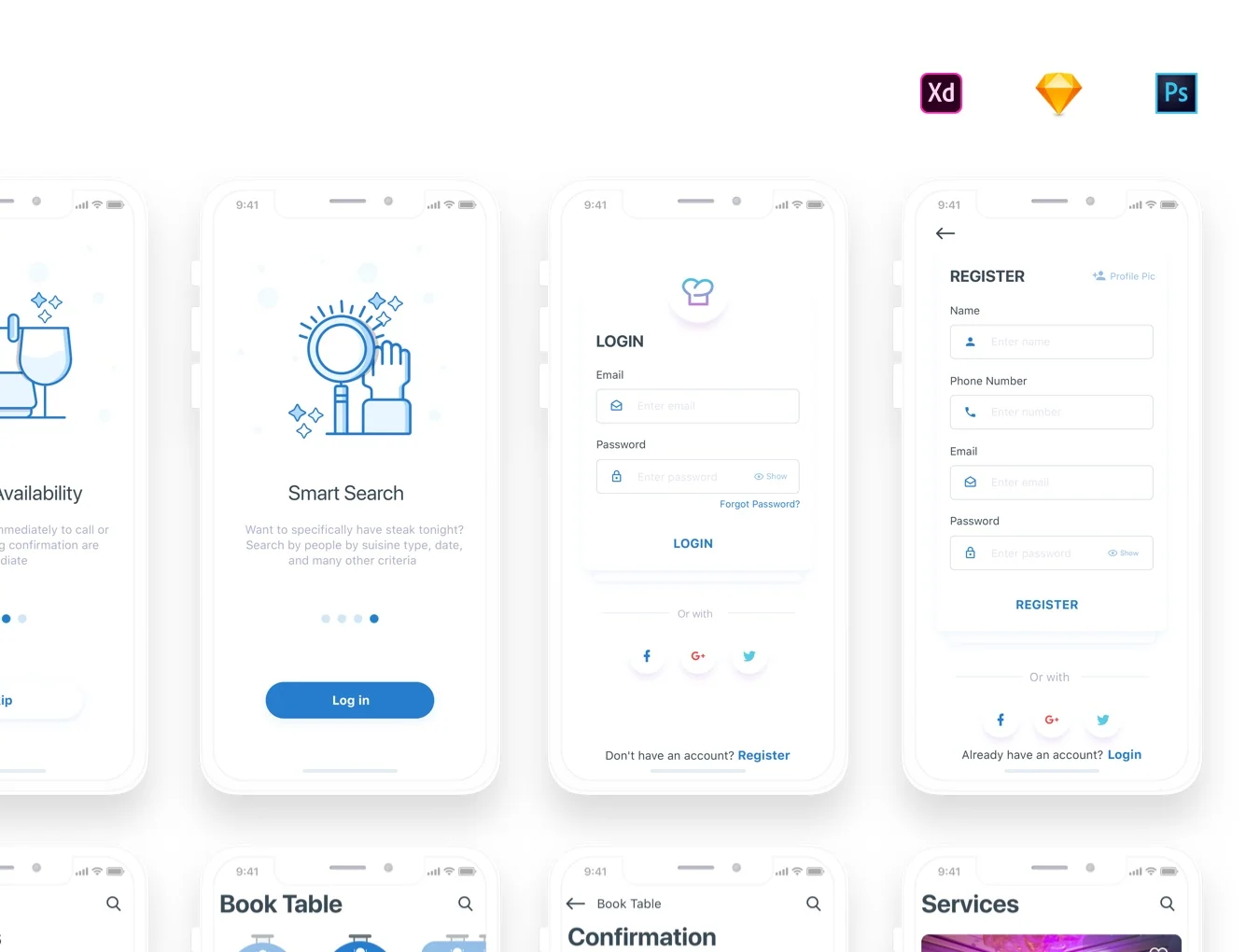 BookTable App UI Kit 6