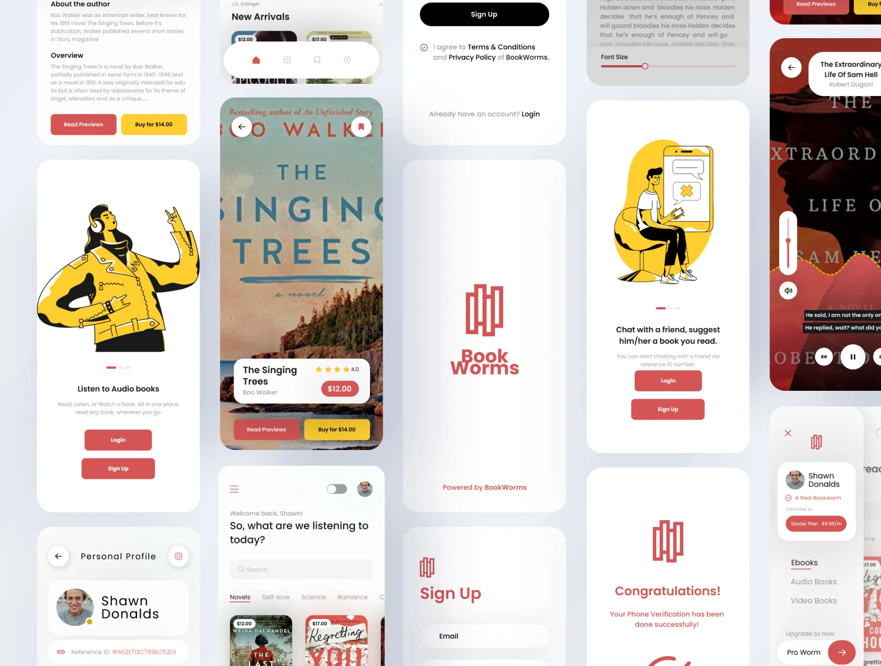 BookWorms - An Ebook Reading, Audio, Video Books Mobile App UI Kit 3